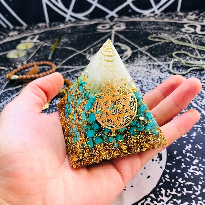 Turquoise Orgone Chakra Pyramid