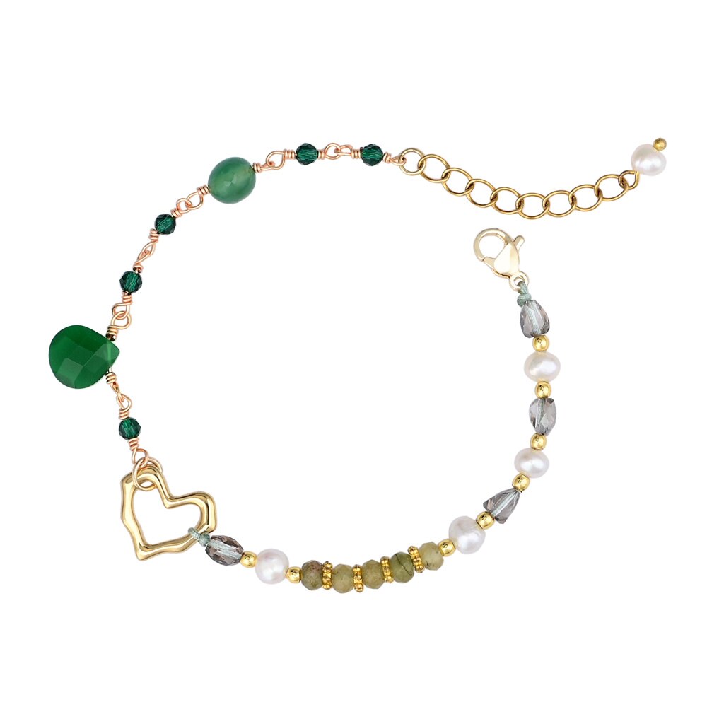 Stylish Heart Green Aventurine Bracelet