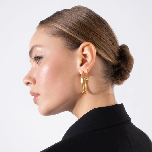 Pave Huggie 24K Gold Vermeil Hoop Earrings