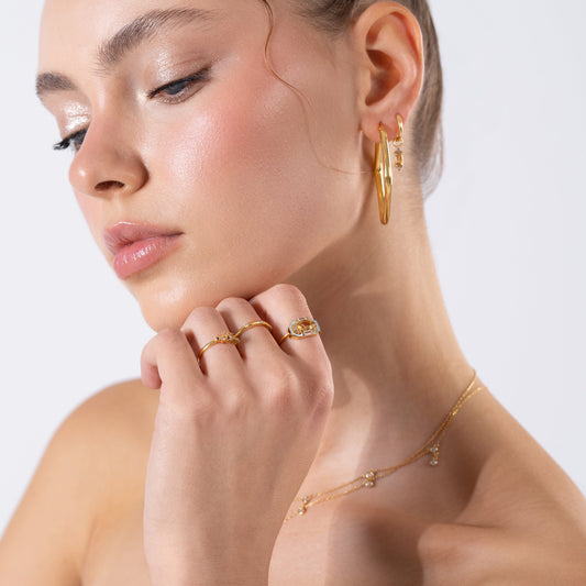 Stapelring aus Gold mit Zirkonia