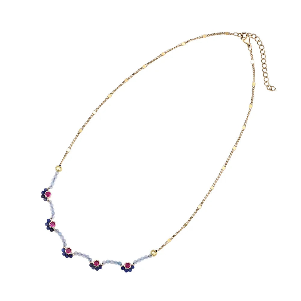 Retro Design Blue Sodalite Stone Necklace