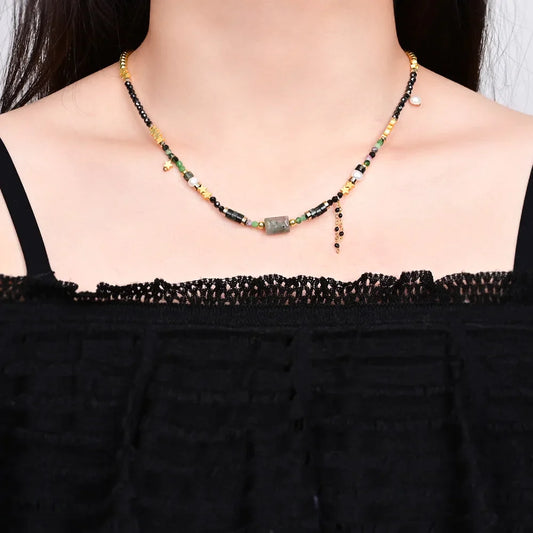 Retro Design Labradorite Stone Necklace