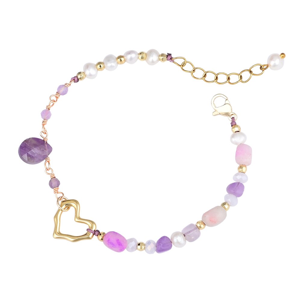 Stylish Heart Amethyst Bracelet