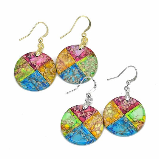 Splashy Circle Emperor Stone Earrings