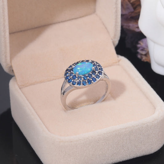 Elegant Blue Fire Opal Ring