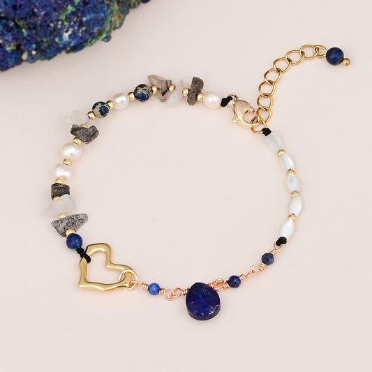 Stylish Heart Lapis Lazuli Bracelet