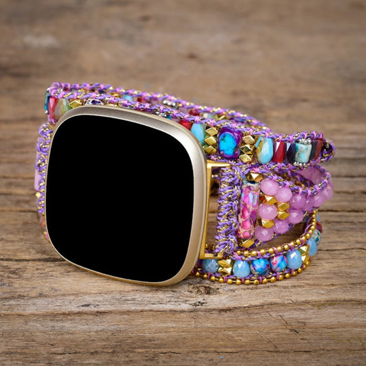 Trendy Purple Jasper Stone Fitbit Watch Strap