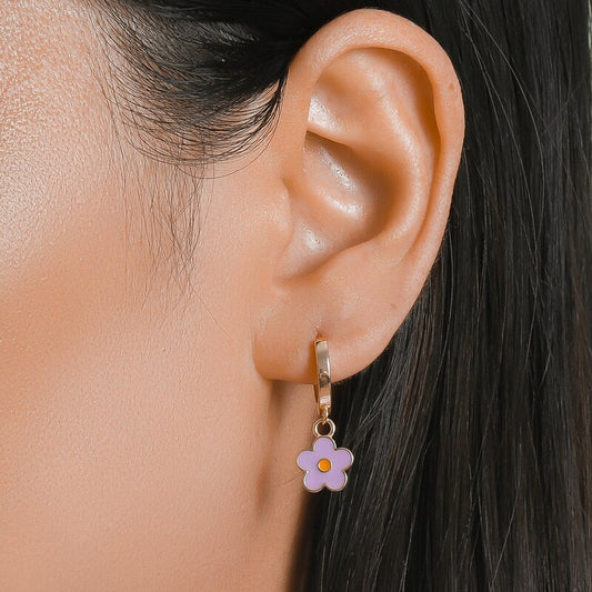Flower 925 Sterling Silver Hoop Earrings