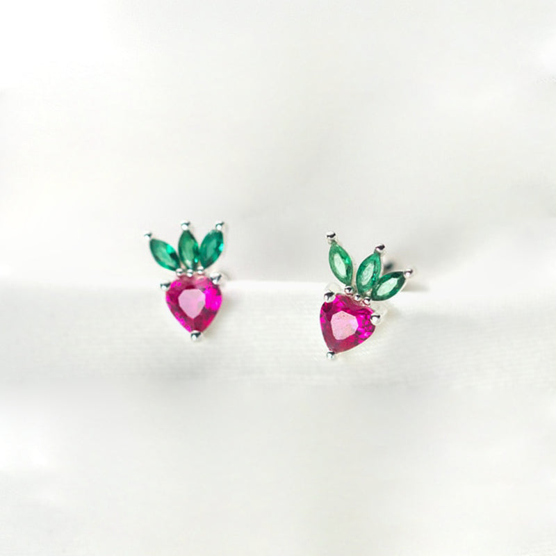 Strawberry 925 Sterling Silver Stud Earrings
