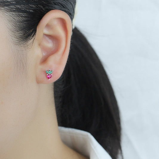 Strawberry 925 Sterling Silver Stud Earrings