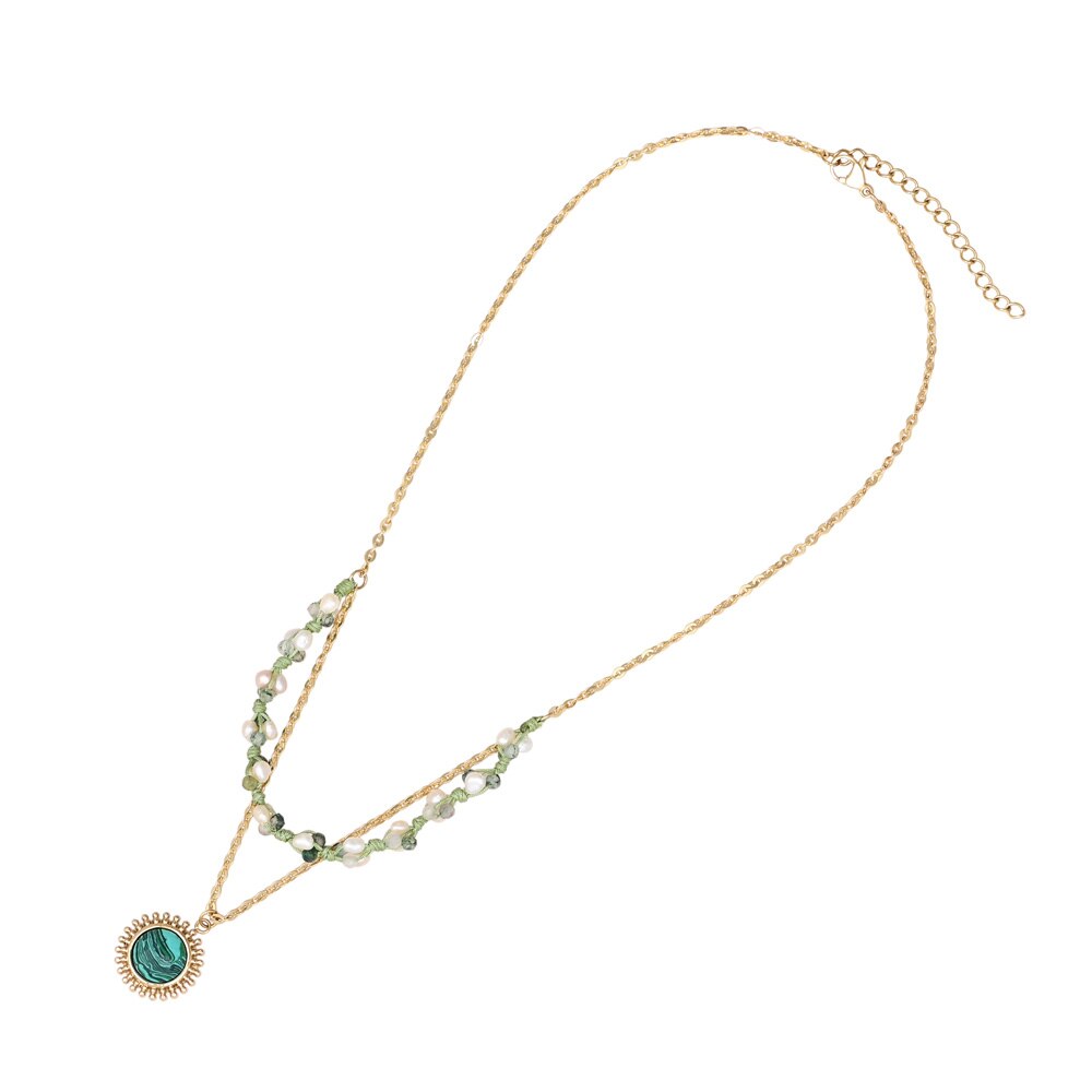 Elegante Malachit-Halskette im Boho-Stil