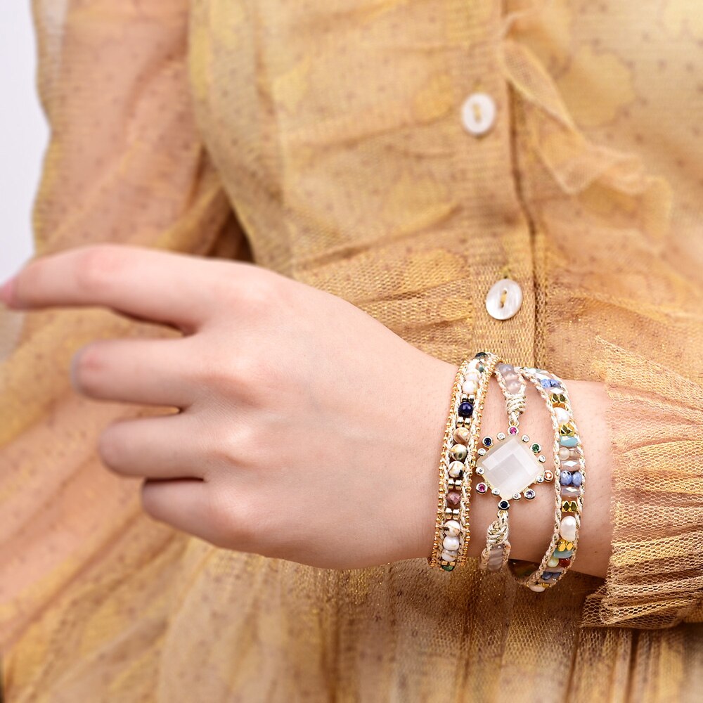 Vegan Clear Quartz Wrap Bracelet