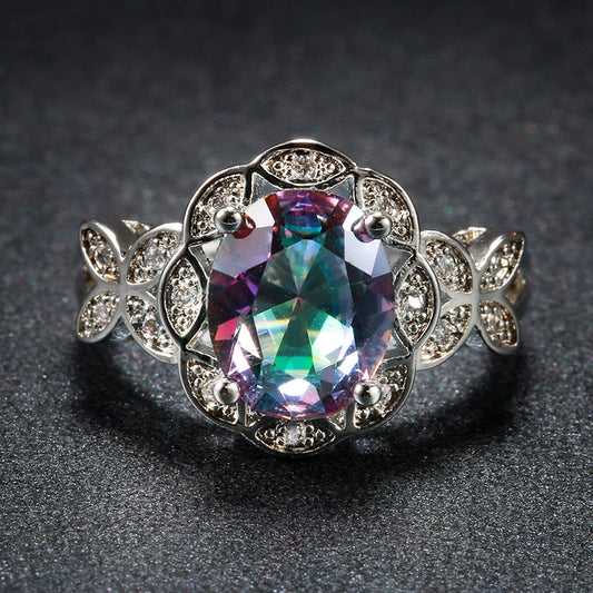 Mystic Rainbow Topaz Sterling Silver Ring