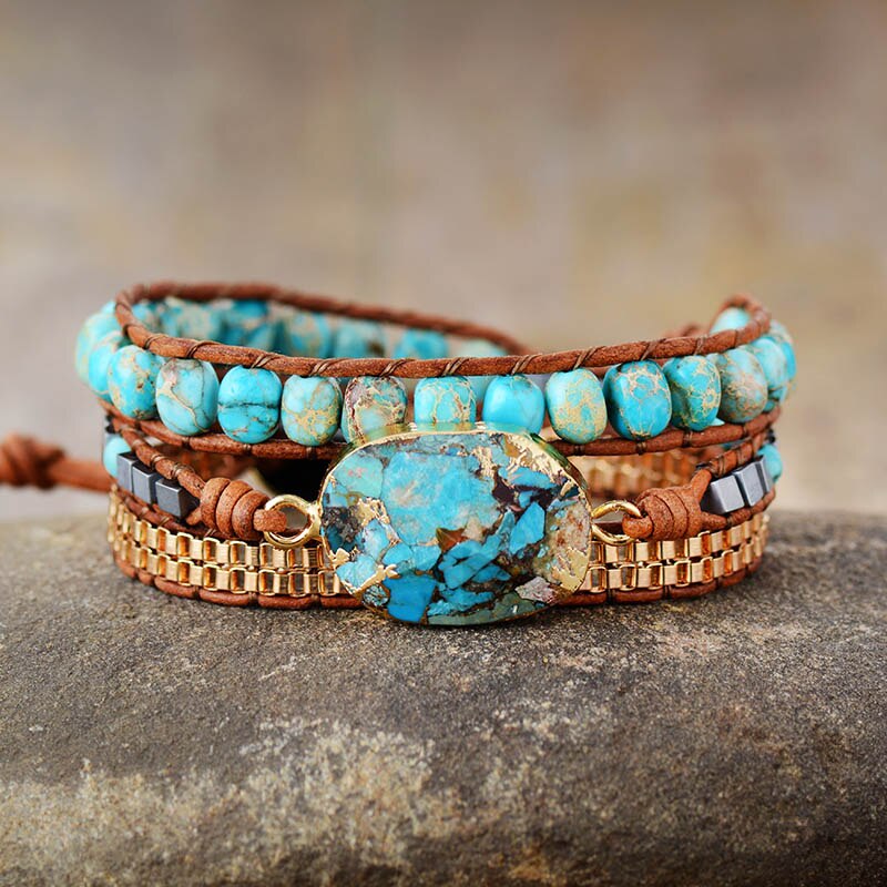Turquoise Amazonite Wrap Bracelet