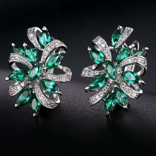 Elegant Emerald 925 Sterling Silver Earrings