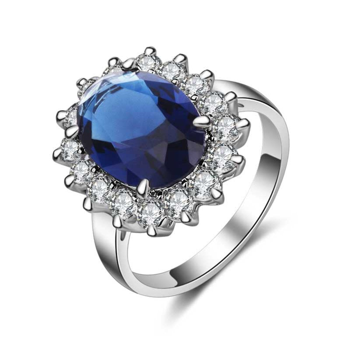 Elegant Oval Sapphire Silver Ring