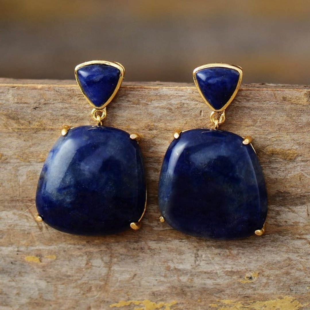 Spiritual Natural Lapis Lazuli Stud Earrings
