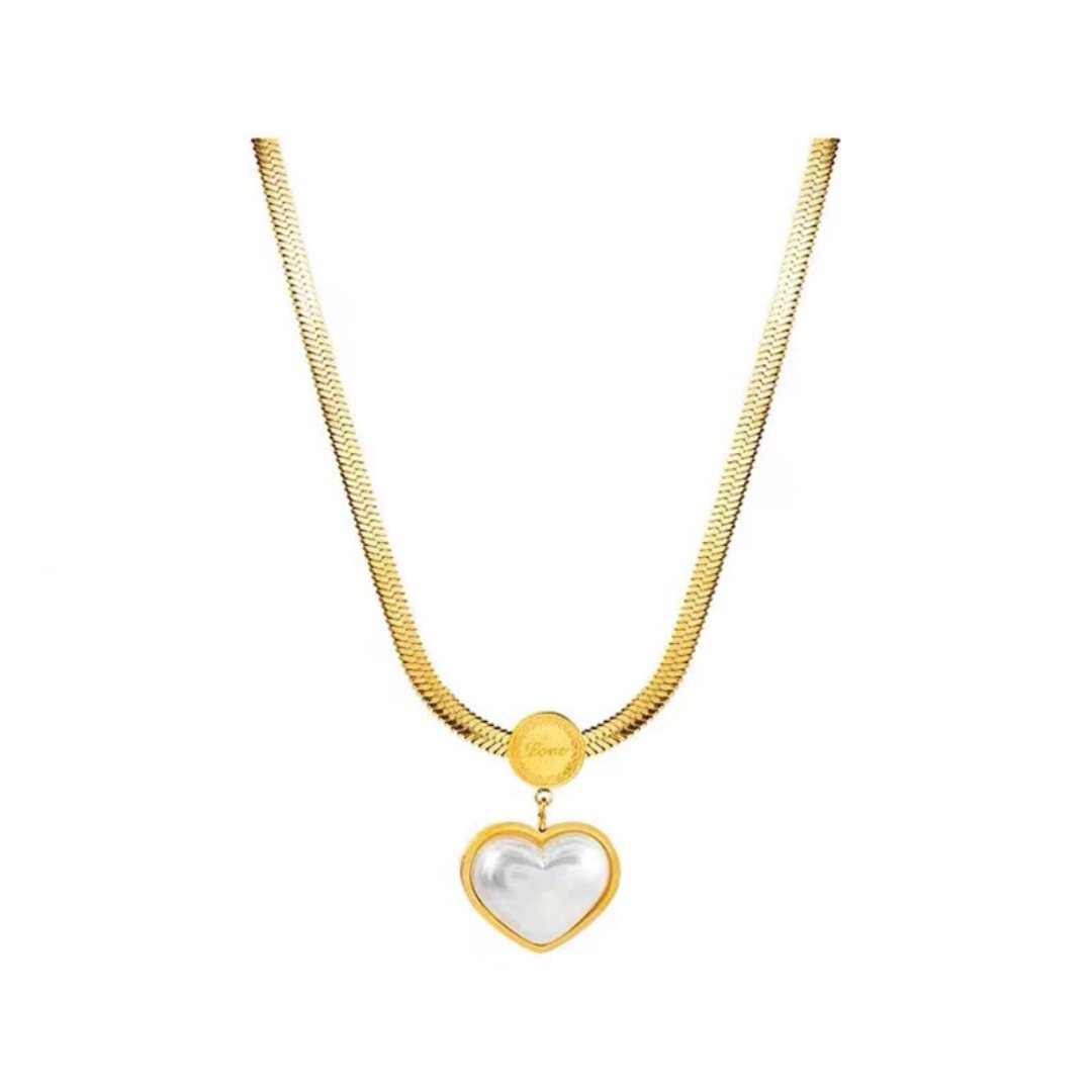 Chic Heart Pearl Gold Color Necklace