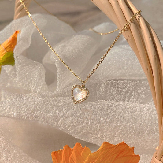 Enchanting Opal Heart 14K Gold Plated Necklace