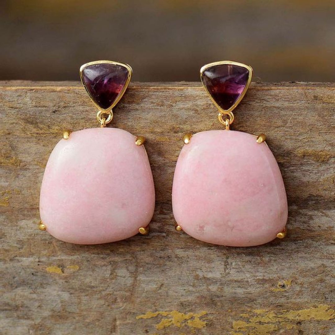 Spiritual Natural Pink Jasper Stud Earrings