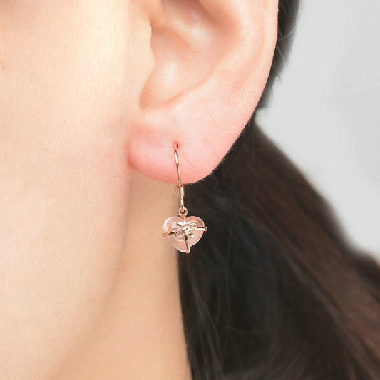 Romantic Rose Quartz 18K Gold Plated Earrings