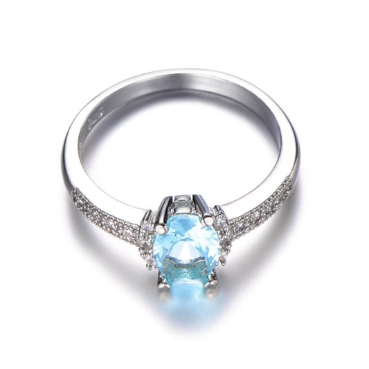 Shining Aquamarine 925 Sterling Silver Ring