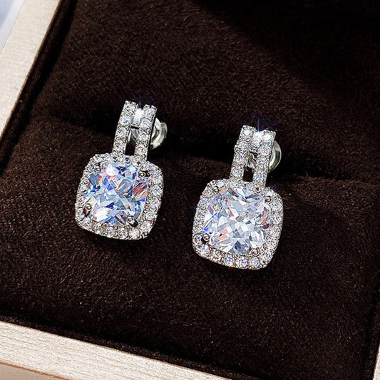 Shining Cubic Zirconia Stud Earrings