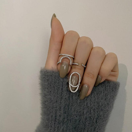 Stylish Rhinestone Nail Ring