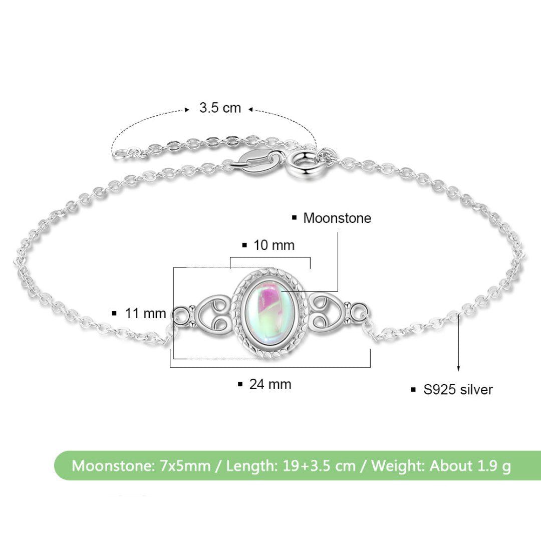 Lucky Rainbow Moonstone Sterling Silver Bracelet