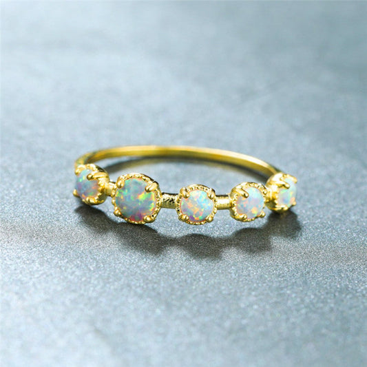Minimalist Gold Plated Opal Stone Ring