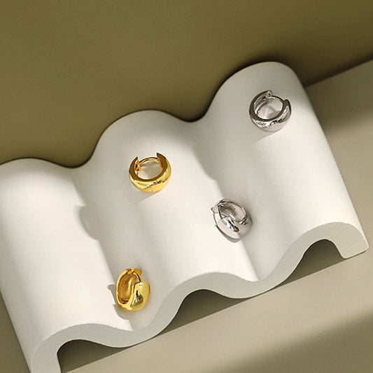 Aurora Minimalist 925 Sterling Silver Hoop Earrings