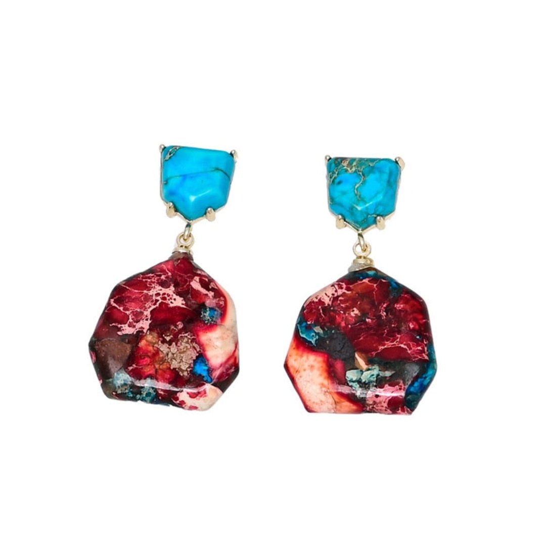 Ethnische bunte natürliche Jaspis Ohrringe