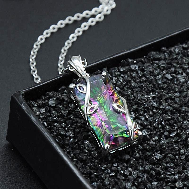 Regenbogen-Amethyst-Sterlingsilber-Halskette