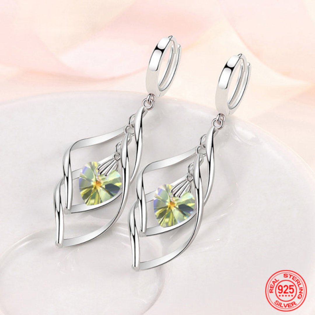 Elegant Crystals 925 Sterling Silver Earrings