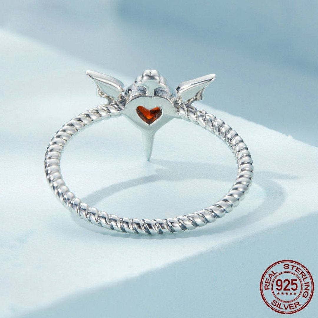 Halloween Red Heart Zirconia Silver Ring