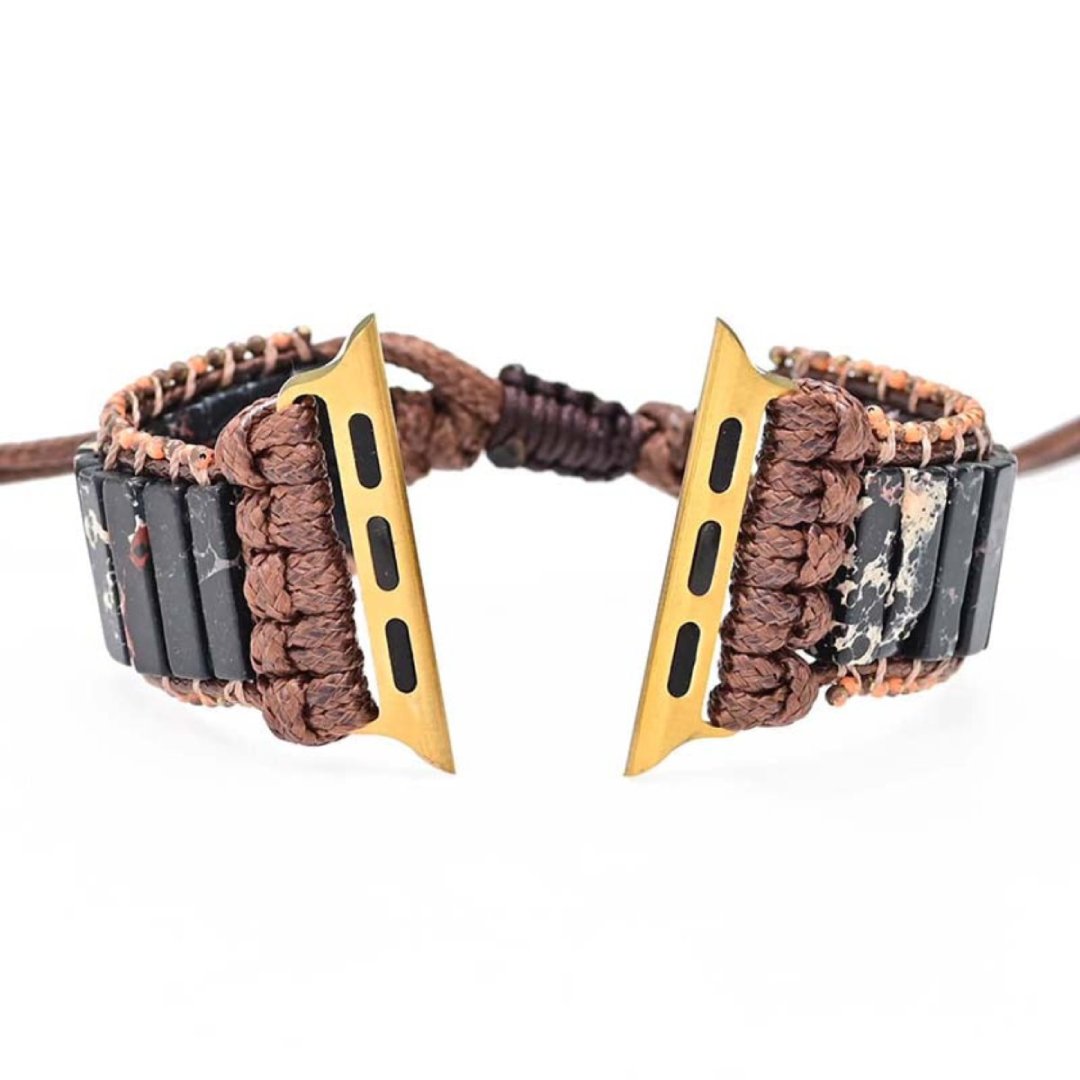 Bohemian Black Jasper Stone Apple Watch Strap