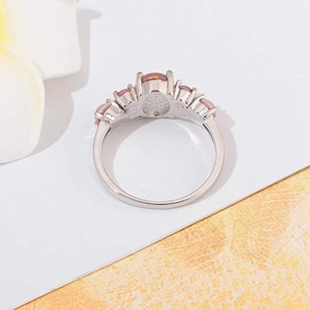 Chic Orange Fire Opal Silver Plated Ring