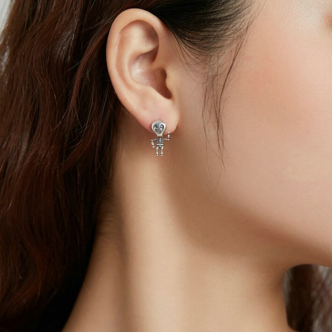 Crazy Skull 925 Sterling Silver Earrings