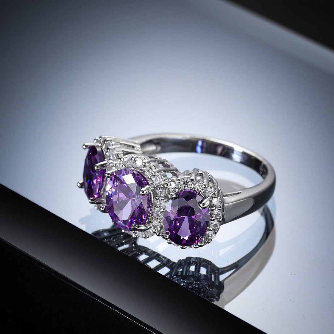 Enchanting Oval Amethyst Silver Ring