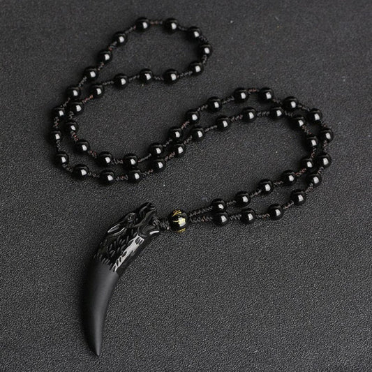 Wolf Courage Obsidian Necklace