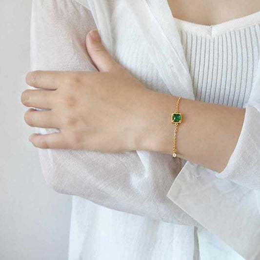 Luxury Emerald Sterling Silver Bracelet