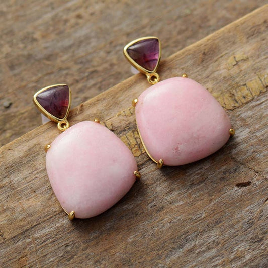 Spiritual Natural Pink Jasper Stud Earrings