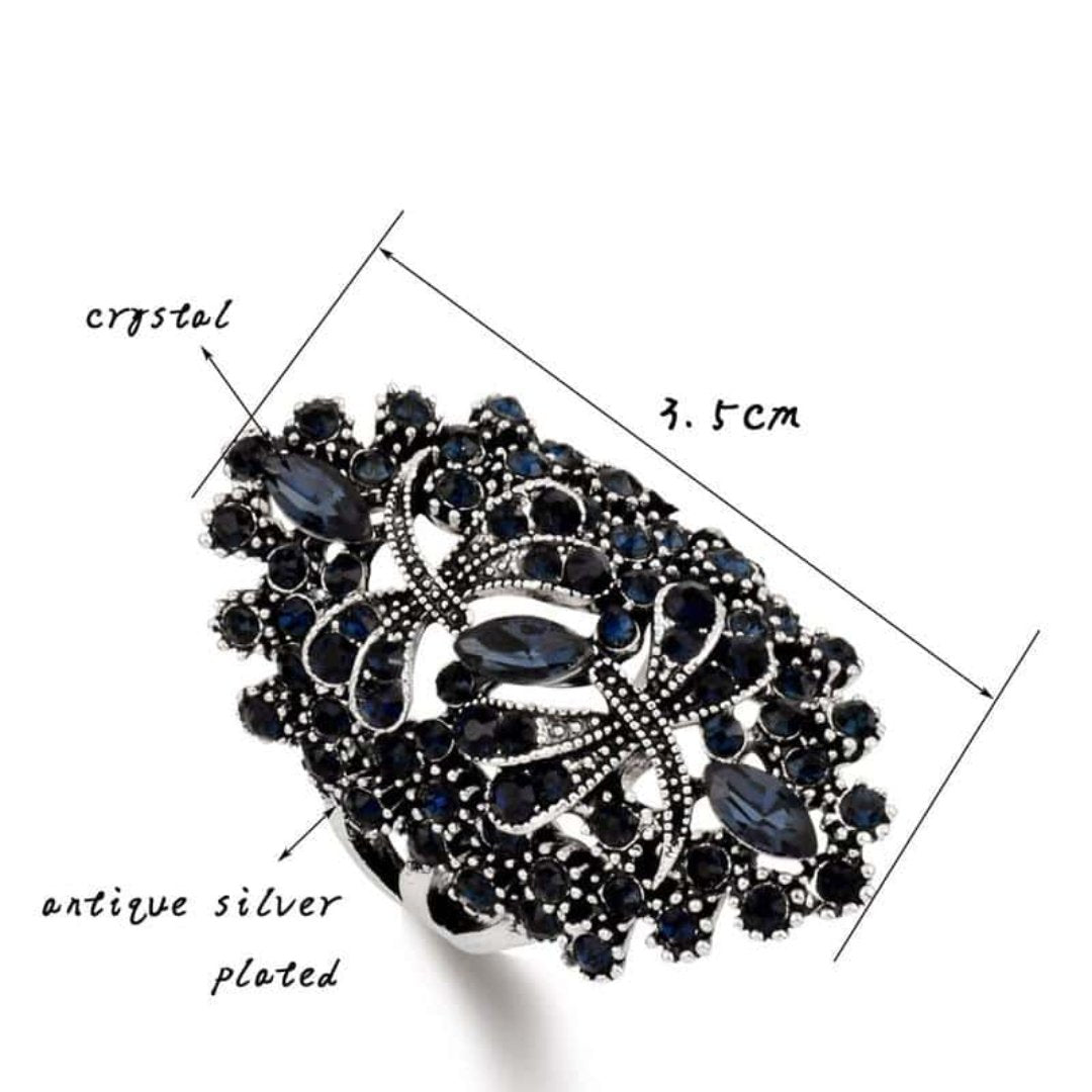 Blauer Strass-Blätterring