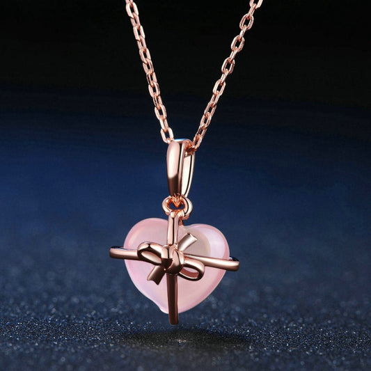 Romantic Rose Quartz Silver Plated Necklace