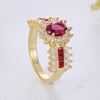 Elegant Blue & Red Zirconia Ring