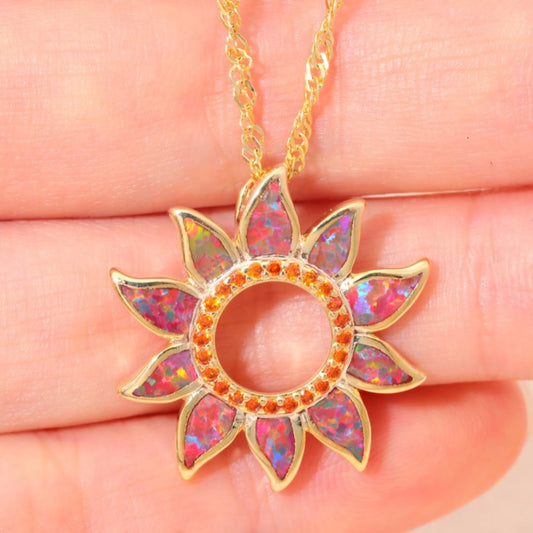 Spiritual Sun Orange Fire Opal Necklace