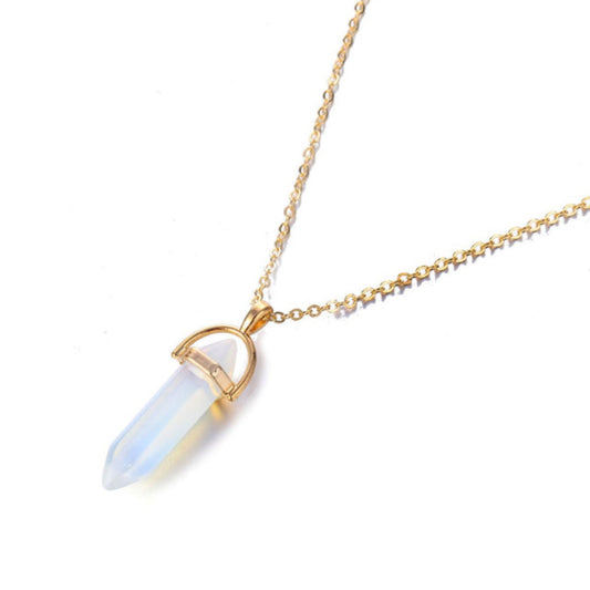 Elegant Opal Stone Hexagonal Column Necklace