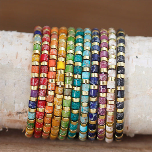 Ethnisches Armband aus Naturstein-Jaspis-Perlen