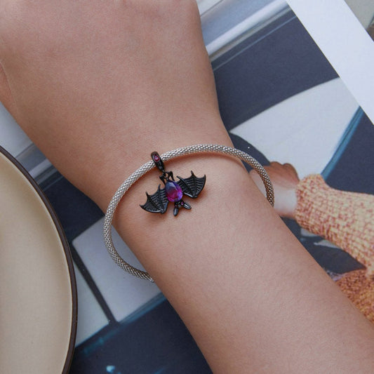 Anhänger aus Sterlingsilber mit schwarzem Fledermaustopas