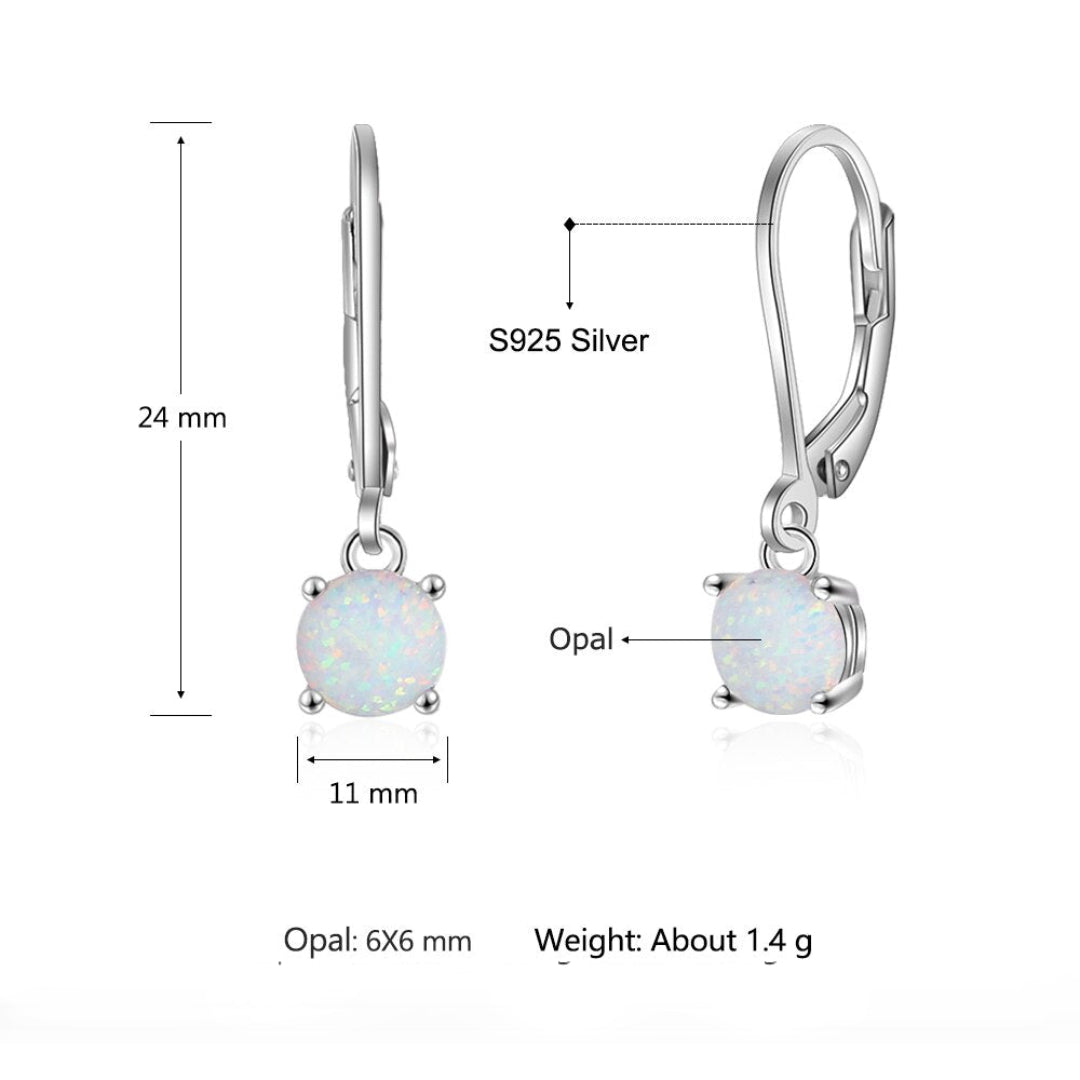 White Fire Opal 925 Sterling Silver Earrings